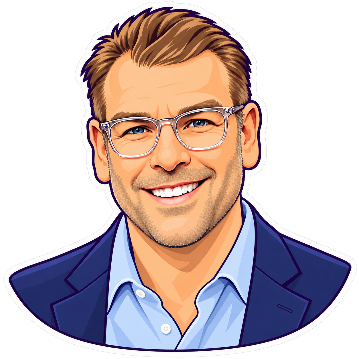 Cartoon portrait of Scott Sweeney, GigReviewer’s creator